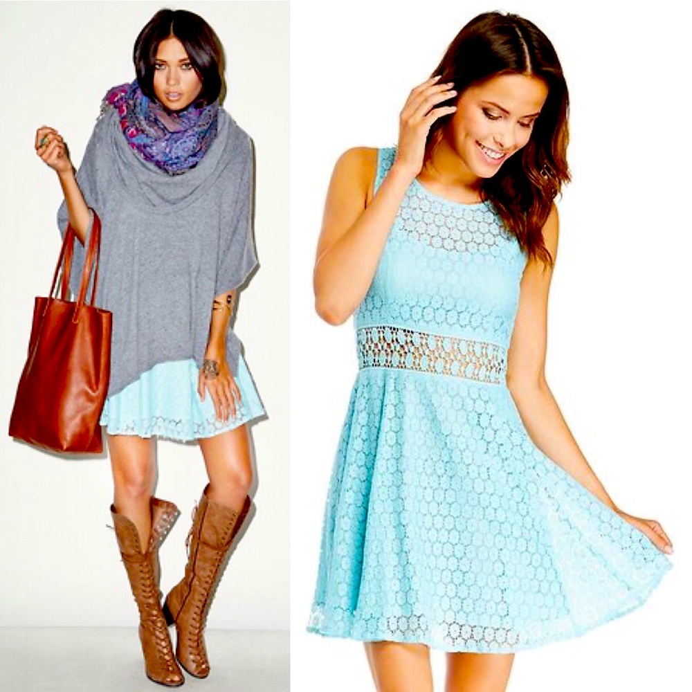 Raga Turquoise Lace Fit and Flare Dress